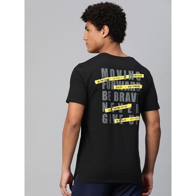 Alcis Men's Round Neck T-shirt | Black - L