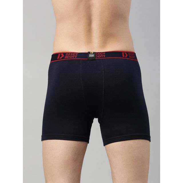 Dixcy Scott Men's Solid 100% Combed Cotton Durable Outer Elastic Trunk | Multicolour - L