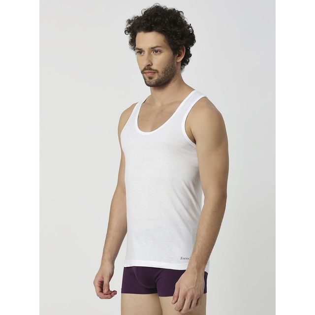 Frenchie Mens Vest Oxy Rn Pack Of 2 - 90 cm - White