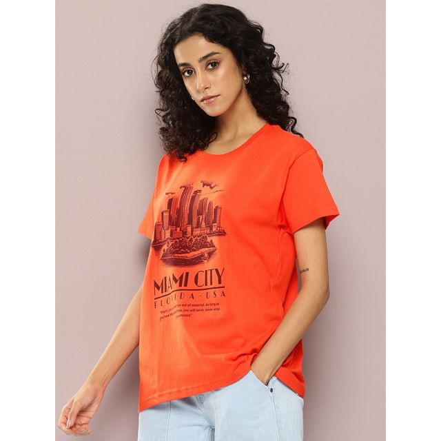 Dillinger Women's Short Sleeve Boxy Regular Printed T-shirt | WMNCR645ORG | Orange - S