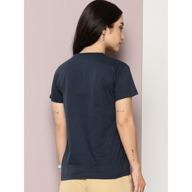 Dillinger Women's Regular Fit Printed T-shirt | WMNCR572NVY | Navy Blue - M