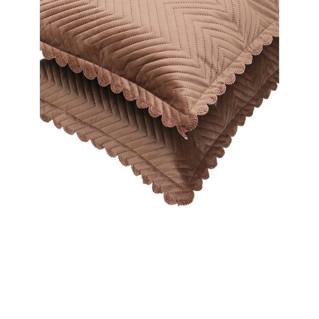 Hosta Homes Velvet Fabric Laser Cut Brown Pillow Cover Pack of 2