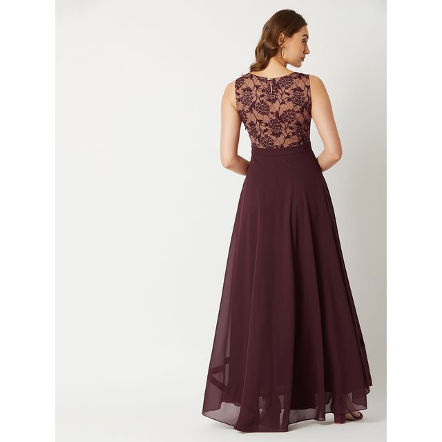 Miss Chase Just My Imagination Maxi Dress | Beige & Wine | XL