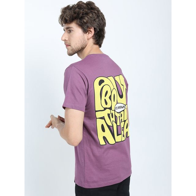 Locomotive Men's Round Neck Short Sleeve Slim Fit Printed T-shirt | Purple - M