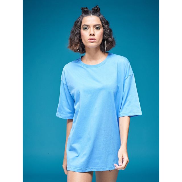 Smartees Women's Solid T-shirt | Ice Blue - L