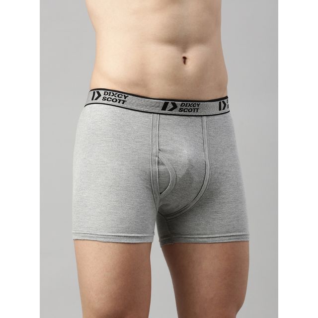 Dixcy Scott Men's Solid 100% Combed Cotton Durable Outer Elastic Trunk | Multicolour - L