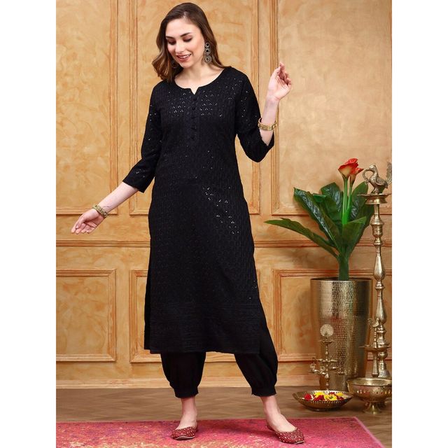 Ishin Women's Kurta | Black - M