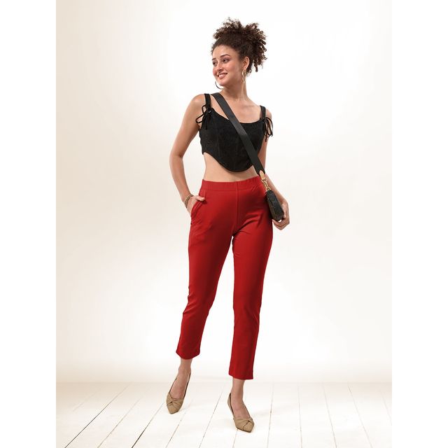 Lyra Women's Straight Pant Premium | Red - S
