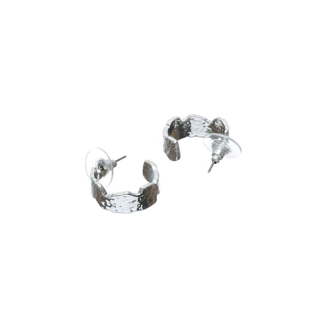 Prita By Priyaasi Hammered Silver Plated Half Hoops