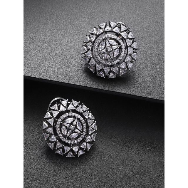 Priyaasi Rose Gold-Plated American Diamond Studded Waterfall Drop Earrings
