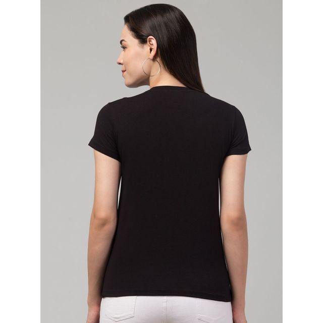 Smartees Women's Regular Fit Printed T-shirt | WW - Goodvibes | Black - XL