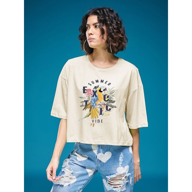 Smartees Womens Oversize Printed T-shirt | WW - Boxy | 3003 | Skin | S