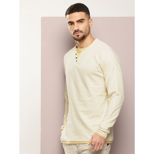 Dillinger Men's Long Sleeve Airtex Fabric Round & V Neck T-shirt | White - 2XL
