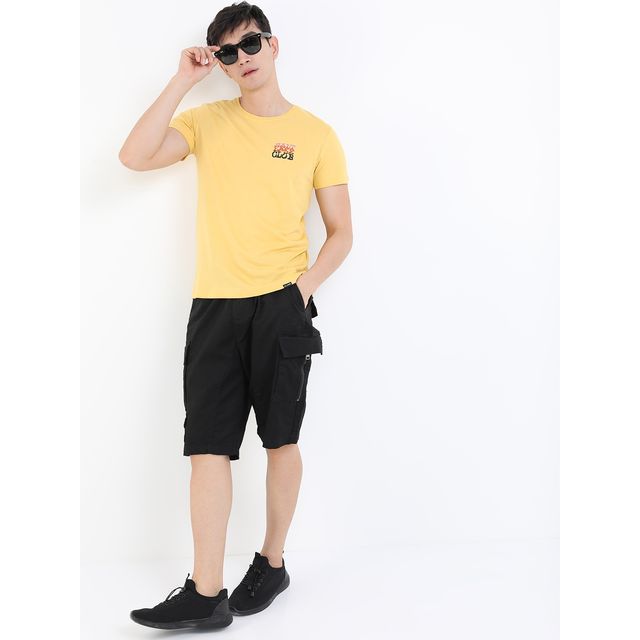 Highlander Men's Printed Slim Fit T-shirt - Light Yellow | XL