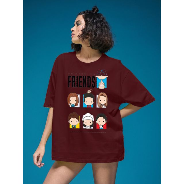 Smartees Womens Oversize Printed T-shirt | WW - 2061 | Maroon | S