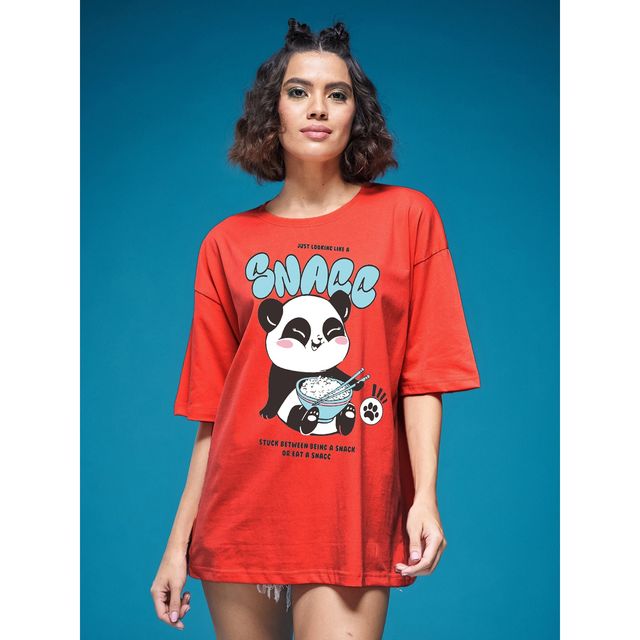 Smartees Women's Oversize Printed T-shirt | WW - 2062 | Orange - S