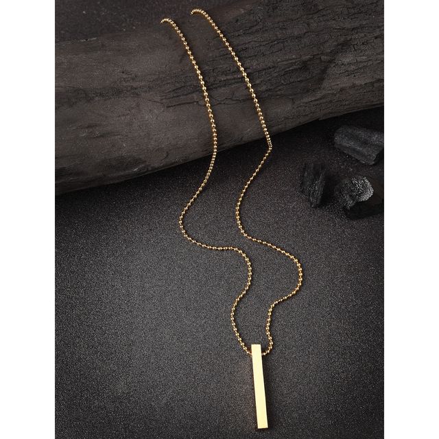 NVR Men's Gold Plated Geometric Pendant With Chain | NVR2371