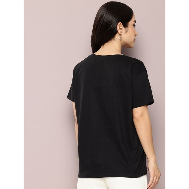 Dillinger Women's Boxy Regular Printed T-shirt | WMNCR640BLK | Black - L