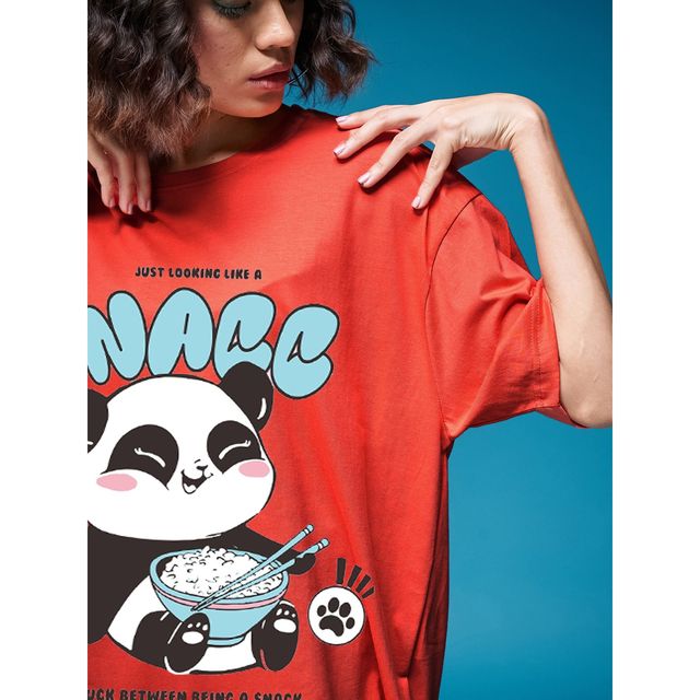 Smartees Women's Oversize Printed T-shirt | WW - 2062 | Orange - S