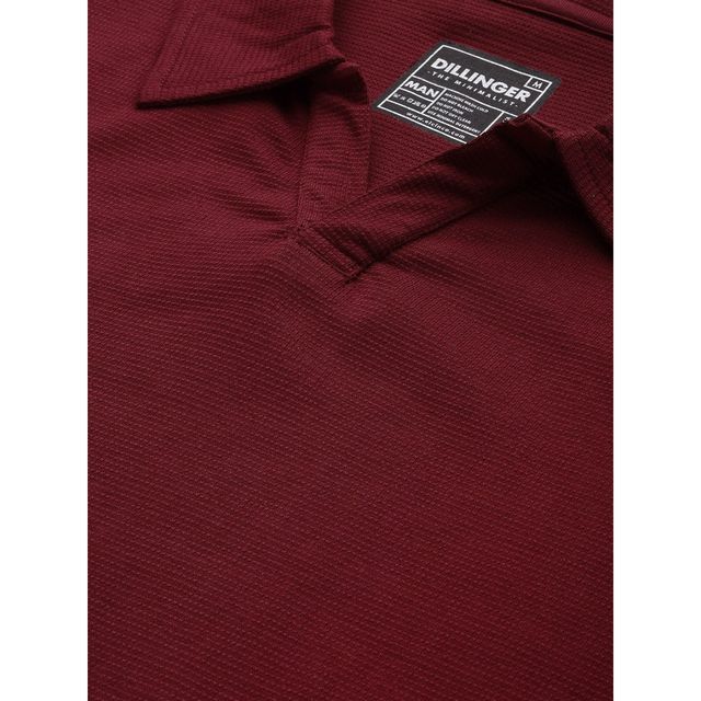 Dillinger Men's Polo Collar Pure Cotton Long Sleeve T-shirt | Maroon - 2XL