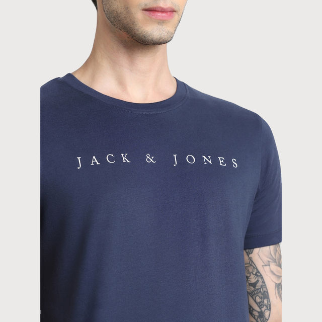 T-Shirt Uomo JACK & JONES Jcoconcrete Text Back Tee SS - Girocollo, Manica Corta, Taglio Largo