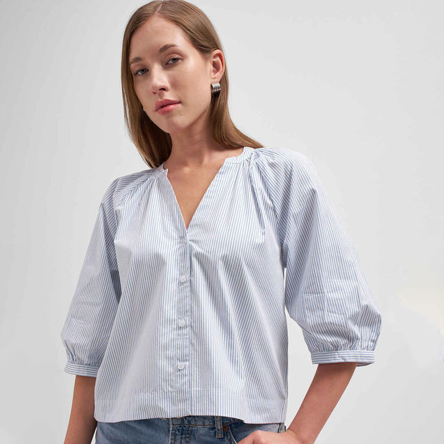 Tokyo Talkies Women Manderin Collar 3/4Th Sleeve V Neck Front