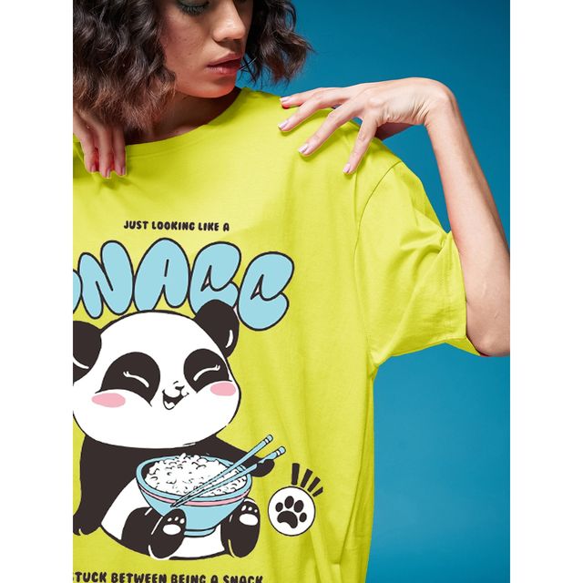 Smartees Womens Oversize Printed T-shirt | WW - 2062 | Lemon - S