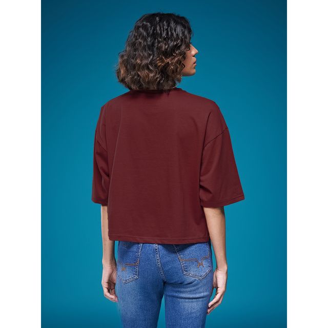 Smartees Womens Oversize Printed T-shirt | WW - Boxy | 3001 | Maroon | M