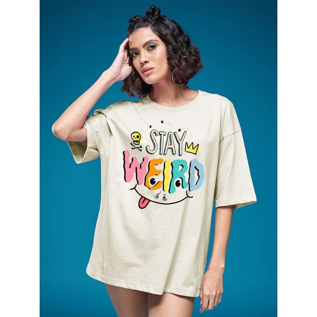 Smartees Women's Oversize Printed T-shirt | WW - 2031 | Skin - L