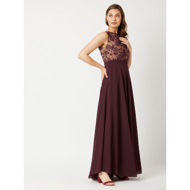 Miss Chase Just My Imagination Maxi Dress | Beige & Wine | XL