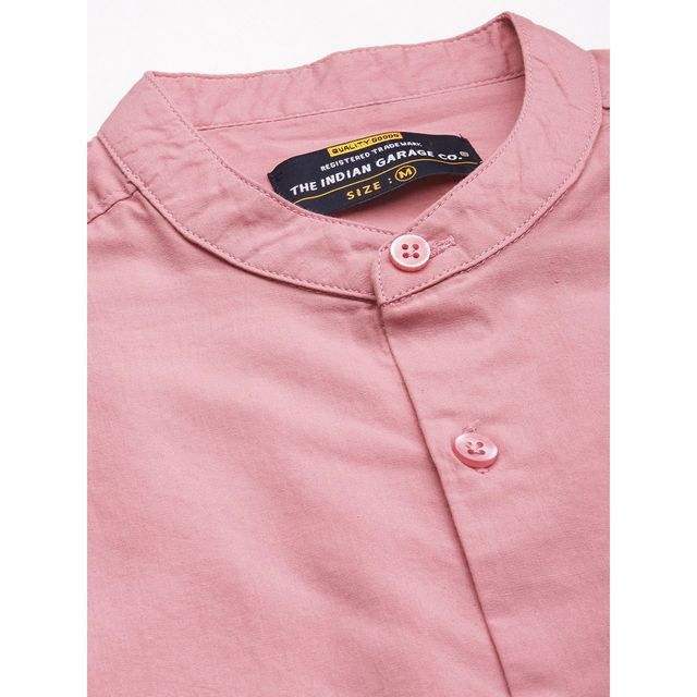 The Indian Garage Co Men's Regular Fit Solid Casual Shirt | Pink - 2XL