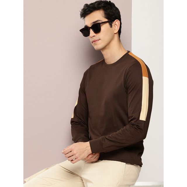 Dillinger Men's Pure Cotton Long Sleeves T-shirt | Brown - M