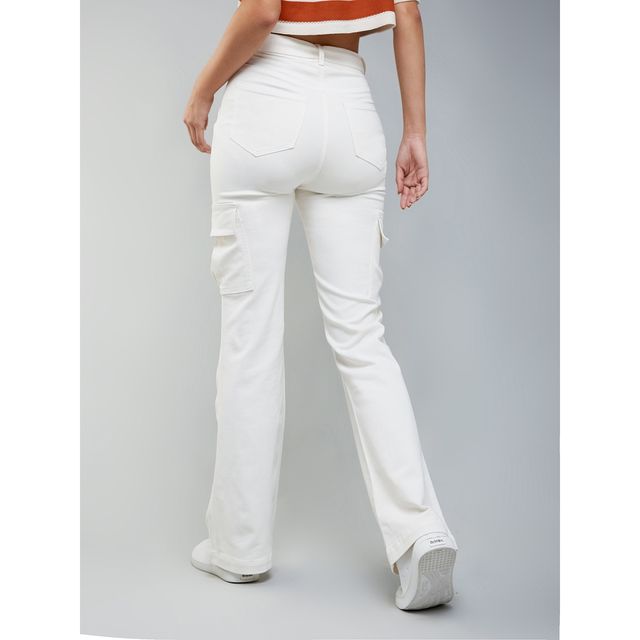 Miss Chase Women s Frost Peak Wide Leg Denim Jeans | White | 34