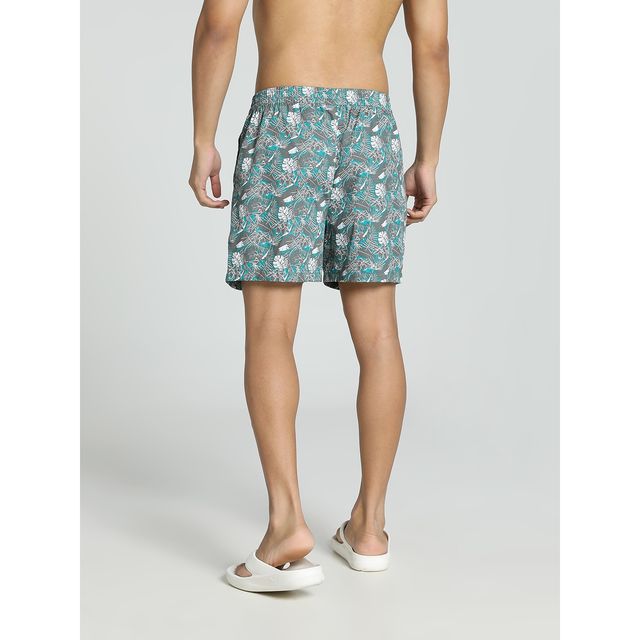 Puma Men's Printed Woven Boxers with Side Pocket | Deep Aqua | XL
