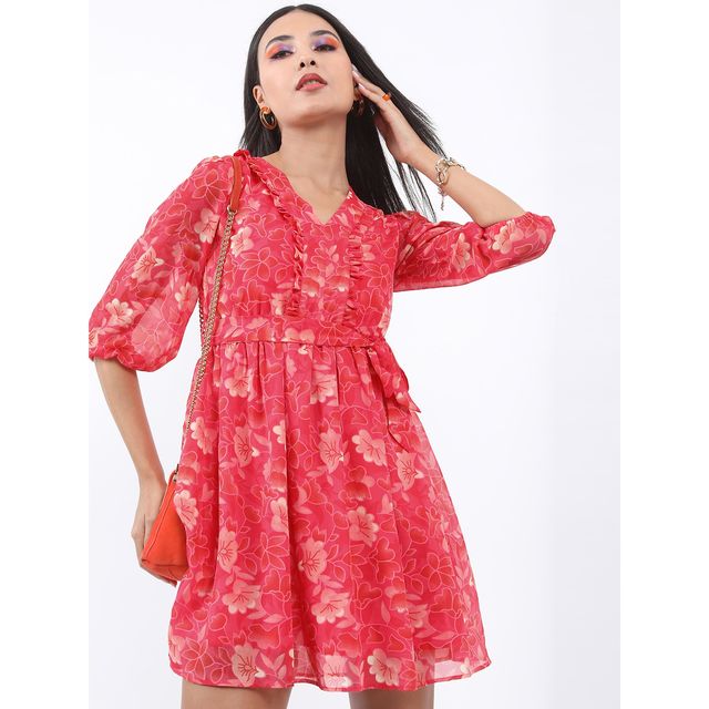 Ketch Women's Printed Fit & Flare Dress | Pink - S