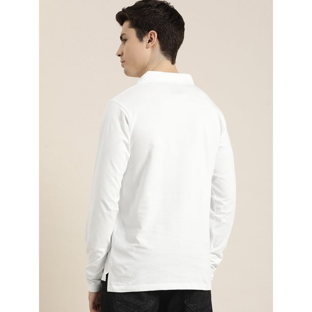 Dillinger Men's Polo Collar Pure Cotton Long Sleeve T-shirt | White - 2XL