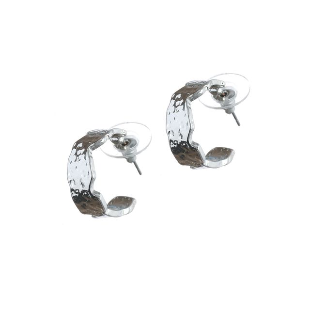 Prita By Priyaasi Hammered Silver Plated Half Hoops