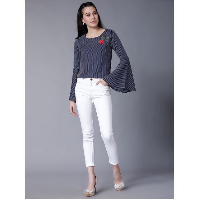 Tokyo Talkies Women's Casual Full Sleeve Printed Top | Multicolour - M