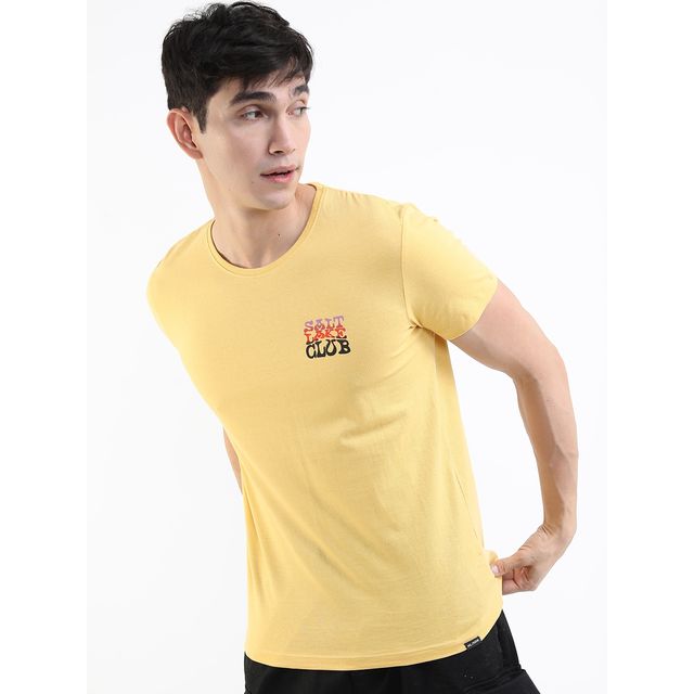 Highlander Men's Printed Slim Fit T-shirt - Light Yellow | XL