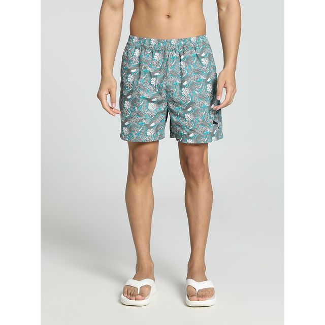 Puma Men's Printed Woven Boxers with Side Pocket | Deep Aqua | XL