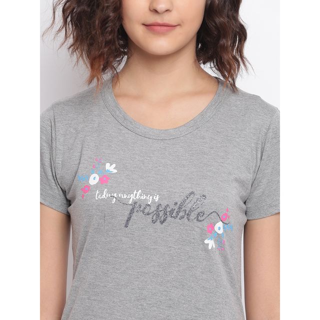 Duchess Women's Regular Fit Stylish Long T-shirt | Grey - XL