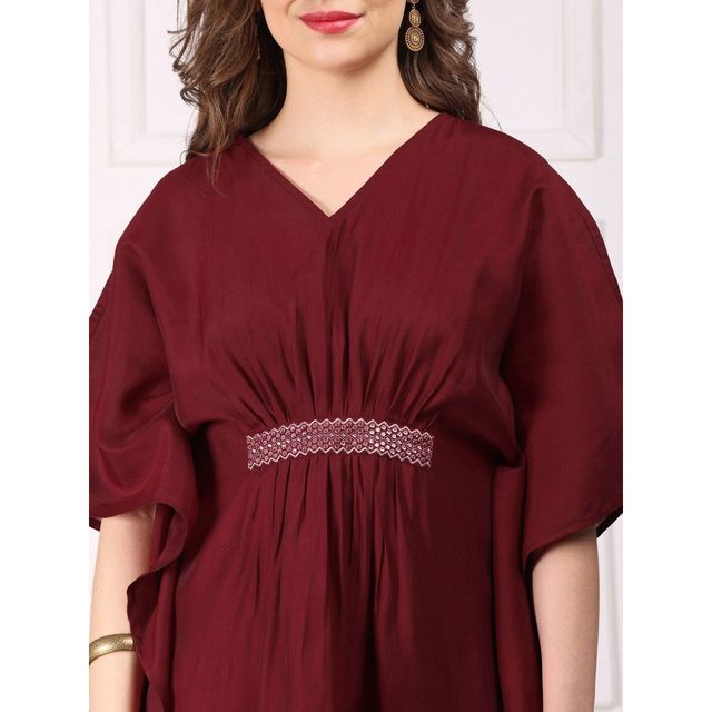 Ishin Women Kurta with Bottom Set | INWKTS24086 | Maroon - XL