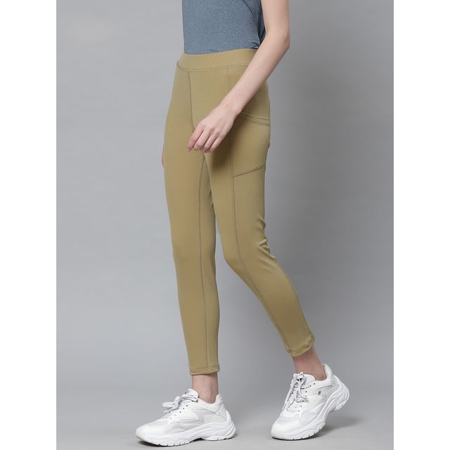 Chkokko Women's Yoga Track Pants Stretchable Gym Legging Tights With Pocket | Khakhi - S