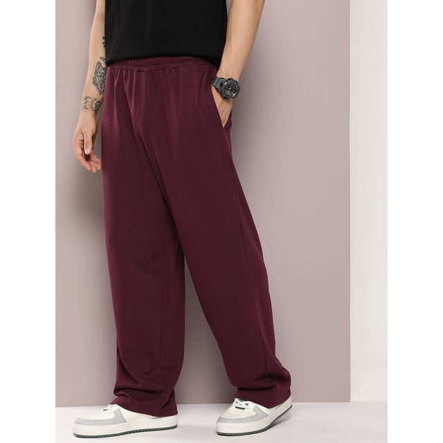 Dillinger Men's Light Weight Relaxed Fit Baggy Knitted Pants | Burgundy - L