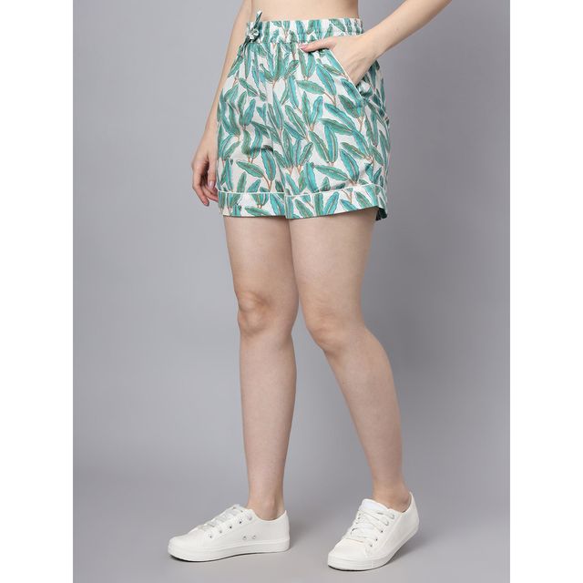 Divena Women s Handblock Print Green Cotton Night Suit | DK0230 | M