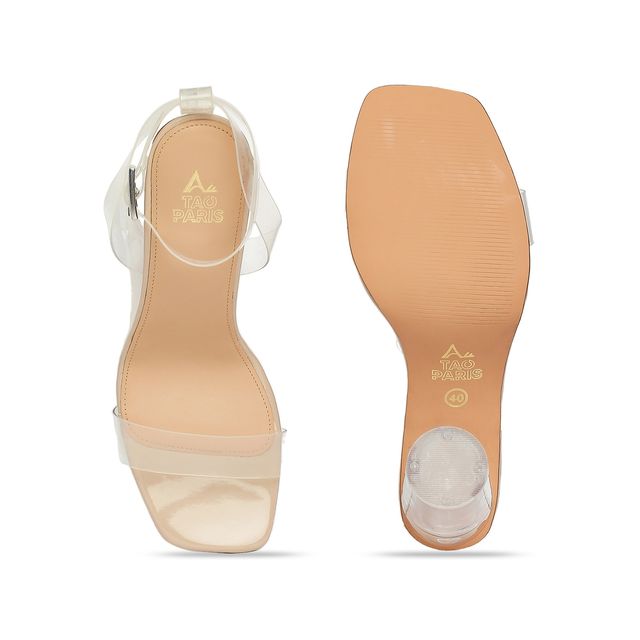 Tao Paris Jess Open Toe Block Heels With Ankle Loop Women's Nude | UK5