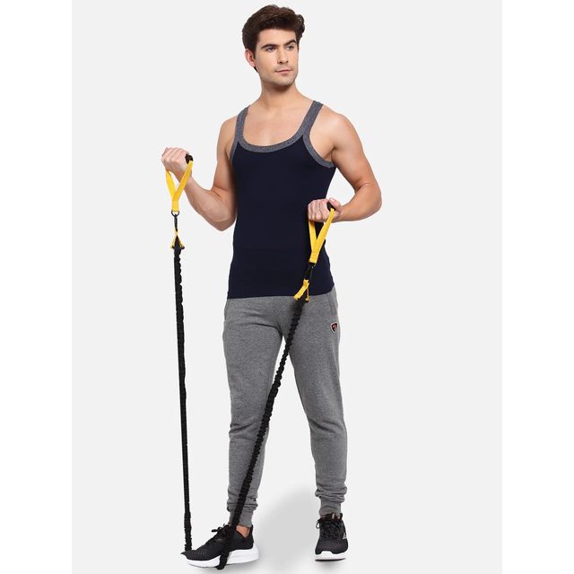 Sporto Pack Of 2 Men Vest | Black,Grey - M