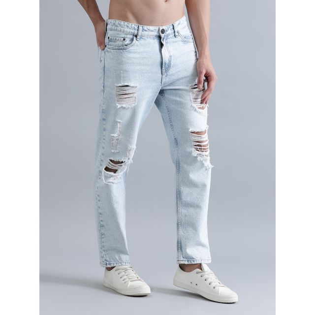 Bene Kleed Men's Light Blue Relaxed Fit Solid Highly Distressed Jeans - 32 | BOMDT138XL49-666EL-D6