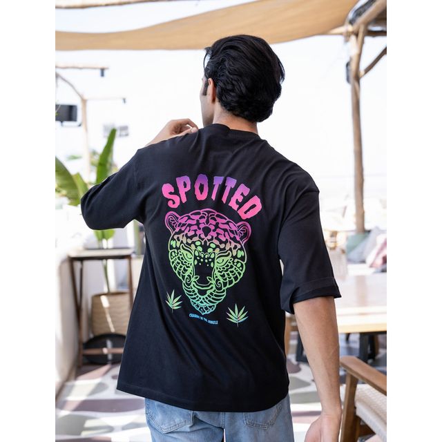 Bonorganik Men's Generic Oversize - Front and back Print T-shirt | BON12068 | Black - XL