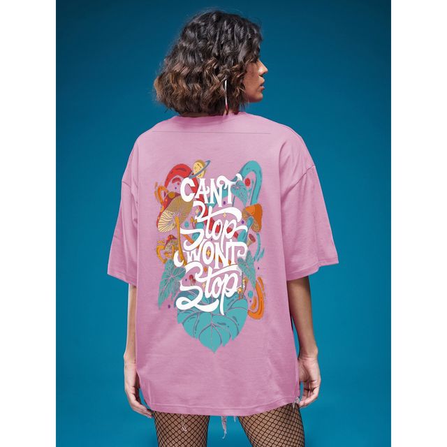 Smartees Women's Oversize Printed T-shirt | WW - 2030 | Pink - XL